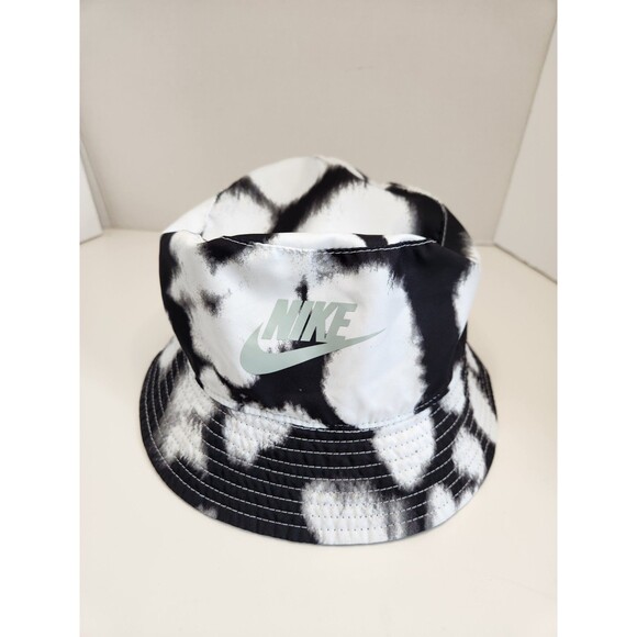 Nike Bucket Hat Youth L/XL Black White Reversible Swoosh Logo Tie Dye - Picture 1 of 7